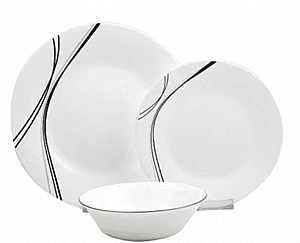 סט צלחות 18 חלקים פסים לבן דגם La Kitchenette OPAL DECAL STRIP 903517 סט צלחות 18 חלקים פסים לבן דגם La Kitchenette OPAL DECAL STRIP 903517