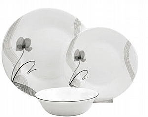 סט צלחות 18 חלקים פסים לבן דגם La Kitchenette OPAL DECAL FLOWER 903518 סט צלחות 18 חלקים פסים לבן דגם La Kitchenette OPAL DECAL FLOWER 903518