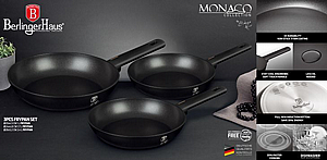 סט 3 מחבתות יציקת אלומיניום עבה ציפוי תלת שכבתי BerlingerHaus MONACO BH-7095 סט 3 מחבתות יציקת אלומיניום עבה ציפוי תלת שכבתי BerlingerHaus MONACO BH-7095