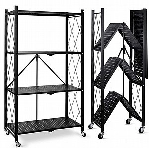 ארגונית 4 מדפים לאחסון פתיחה מהירה צבע שחור ארגונית 4 מדפים לאחסון פתיחה מהירה צבע שחור