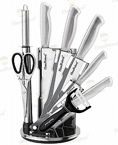 סט 8 סכינים איכותי + בסיס מסתובב HAUS ROLAND HR617-1 סט 8 סכינים איכותי + בסיס מסתובב HAUS ROLAND HR617-1