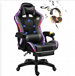 כיסא גיימינג לד בלוטוס כולל הדום לרגליים דגם KING כיסא גיימינג לד בלוטוס כולל הדום לרגליים דגם KING