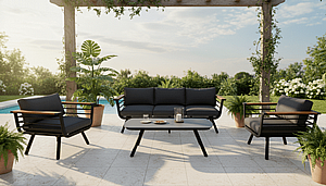 פינת ישיבה מאלומיניום דגם פורטו שחור PLAYA CNCY55340B - צבע שחור פינת ישיבה מאלומיניום דגם פורטו שחור PLAYA CNCY55340B - צבע שחור