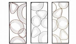 קישוט קיר מתכת דגם מעגלי גלים 3 חלקים קישוט קיר מתכת דגם מעגלי גלים 3 חלקים