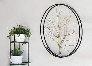 קישוט קיר מתכת דגם ענף מוזהב עגול מבית סטאר שופ STAR SHOP קישוט קיר מתכת דגם ענף מוזהב עגול מבית סטאר שופ STAR SHOP